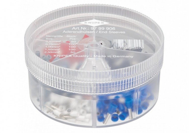 Boite d'assortiment d'embouts isolés 50 x 0,50 / 2,5mm2 - 100 x 0,75 / 1 / 1,5² - Knipex - 9799906