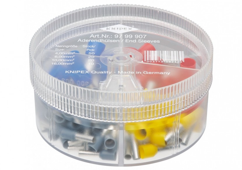 Boite d'assortiment d'embouts isolés 50 x 4mm2 - 20 x 6 / 10mm2 - 10 x 16mm2 - Knipex - 9799907