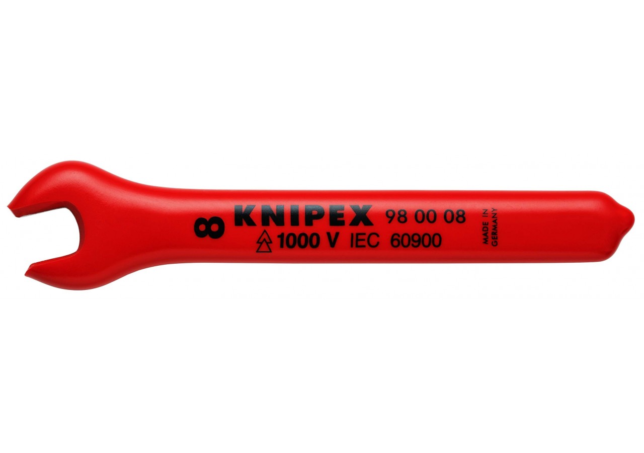 Clé à fourche - 8mm - Tête inclinée à 15° - Longueur 105mm - Isolée 1000V - Knipex - 980008