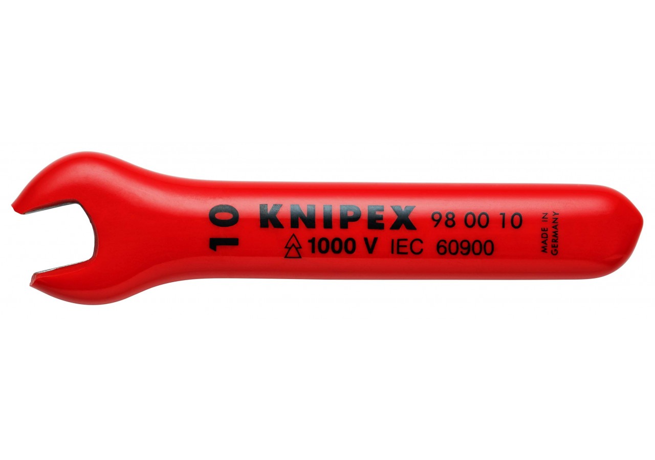 Clé à fourche - 10mm - Tête inclinée à 15° - Longueur 105mm - Isolée 1000V - Knipex - 980010