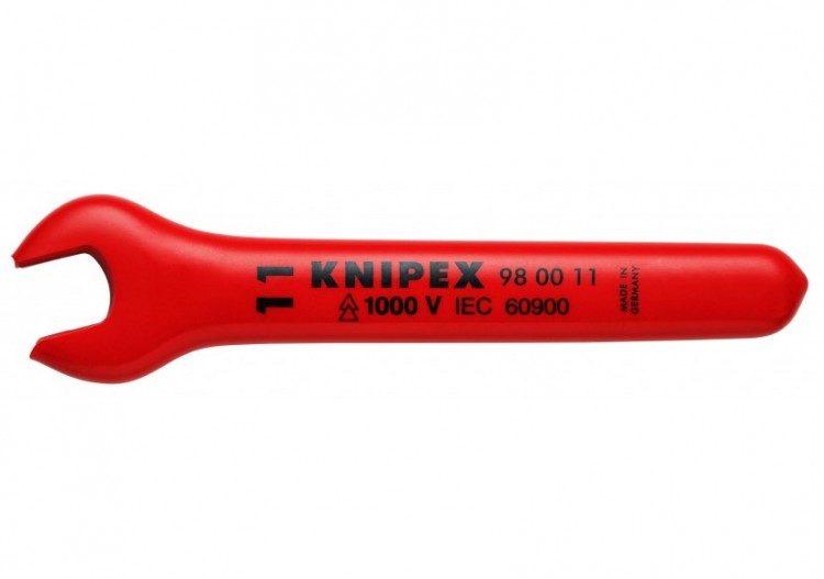 Clé à fourche - 11mm - Tête inclinée à 15° - Longueur 120mm - Isolée 1000V - Knipex - 980011