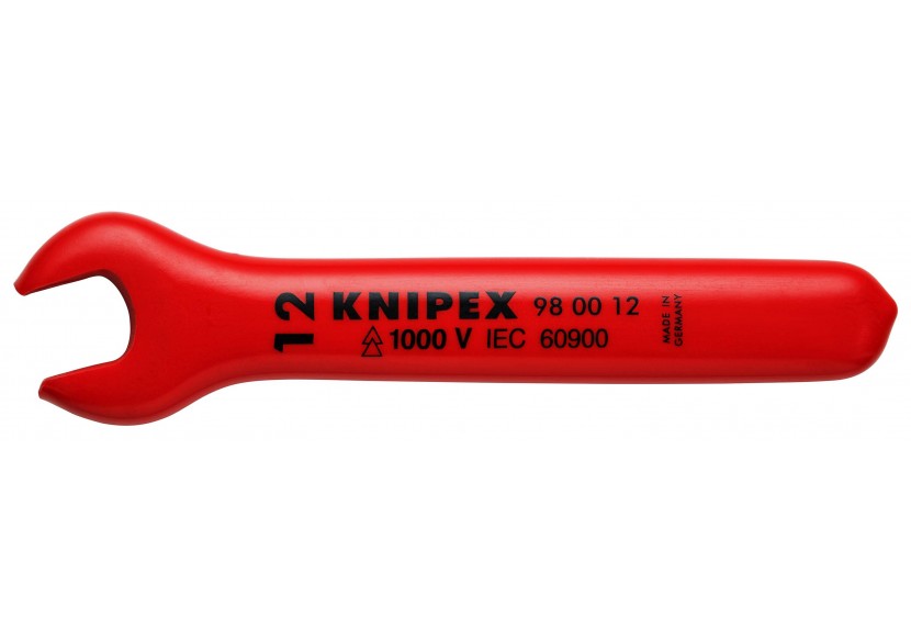 Clé à fourche - 12mm - Tête inclinée à 15° - Longueur 125mm - Isolée 1000V - Knipex - 980012