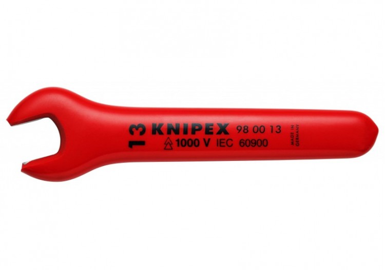 Clé à fourche - 13mm - Tête inclinée à 15° - Longueur 130mm - Isolée 1000V - Knipex - 980013