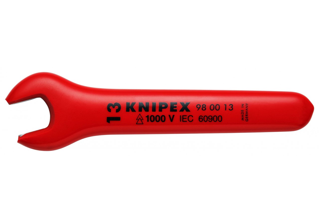 Clé à fourche - 13mm - Tête inclinée à 15° - Longueur 130mm - Isolée 1000V - Knipex - 980013