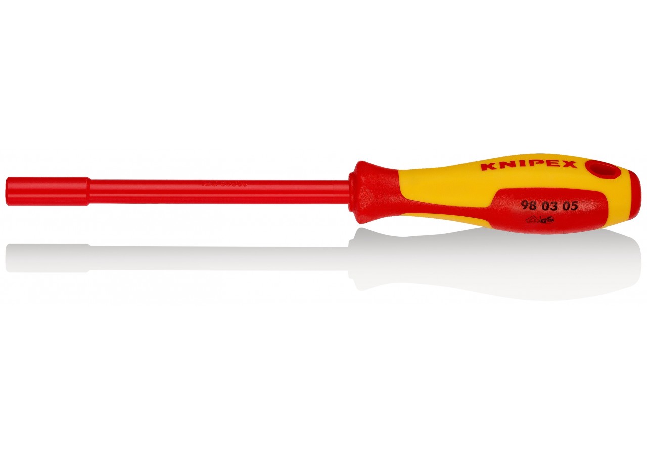 Clé à douille - 5mm - Avec poignée de tournevis - Longueur 230mm - Isolée 1000V - Knipex - 980305
