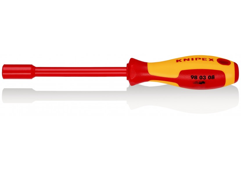 Clé à douille - 8mm - Avec poignée de tournevis - Longueur 237mm - Isolée 1000V - Knipex - 980308