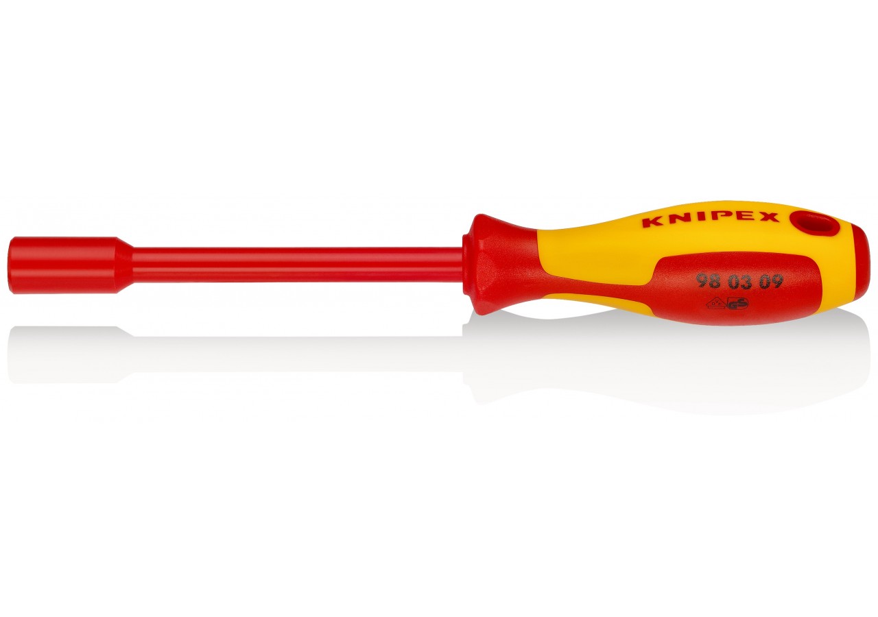 Clé à douille - 9mm - Avec poignée de tournevis - Longueur 237mm - Isolée 1000V - Knipex - 980309