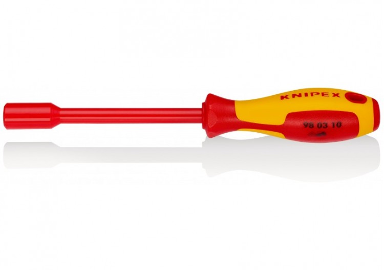 Clé à douille - 10mm - Avec poignée de tournevis - Longueur 237mm - Isolée 1000V - Knipex - 980310