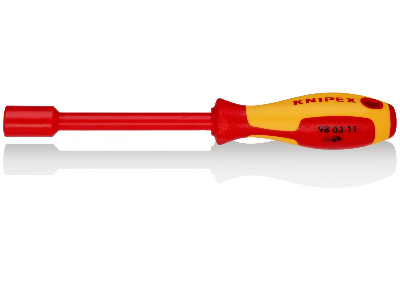 Clé à douille - 11mm - Avec poignée de tournevis - Longueur 237mm - Isolée 1000V - Knipex - 980311
