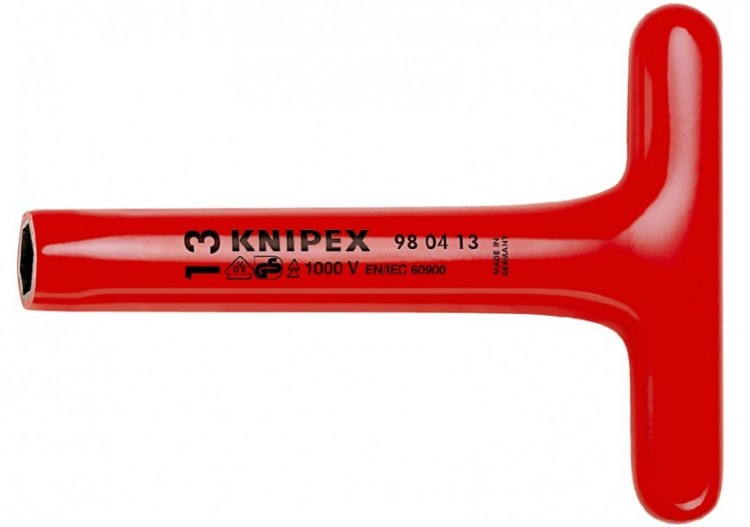 Clé à douille - 10mm - Avec poignée en T - Longueur 200mm - Isolée 1000V - Knipex - 980410