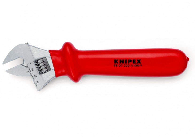 Clé à molette - 260mm - Ouverture 30mm avec graduation - Isolée 1000V - Knipex - 9807250