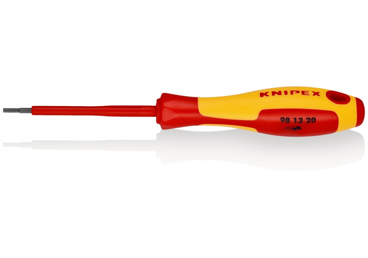 Tournevis 6 pans mâle 2mm - Longueur lame 75mm - Isolé 1000V - Knipex - 981320