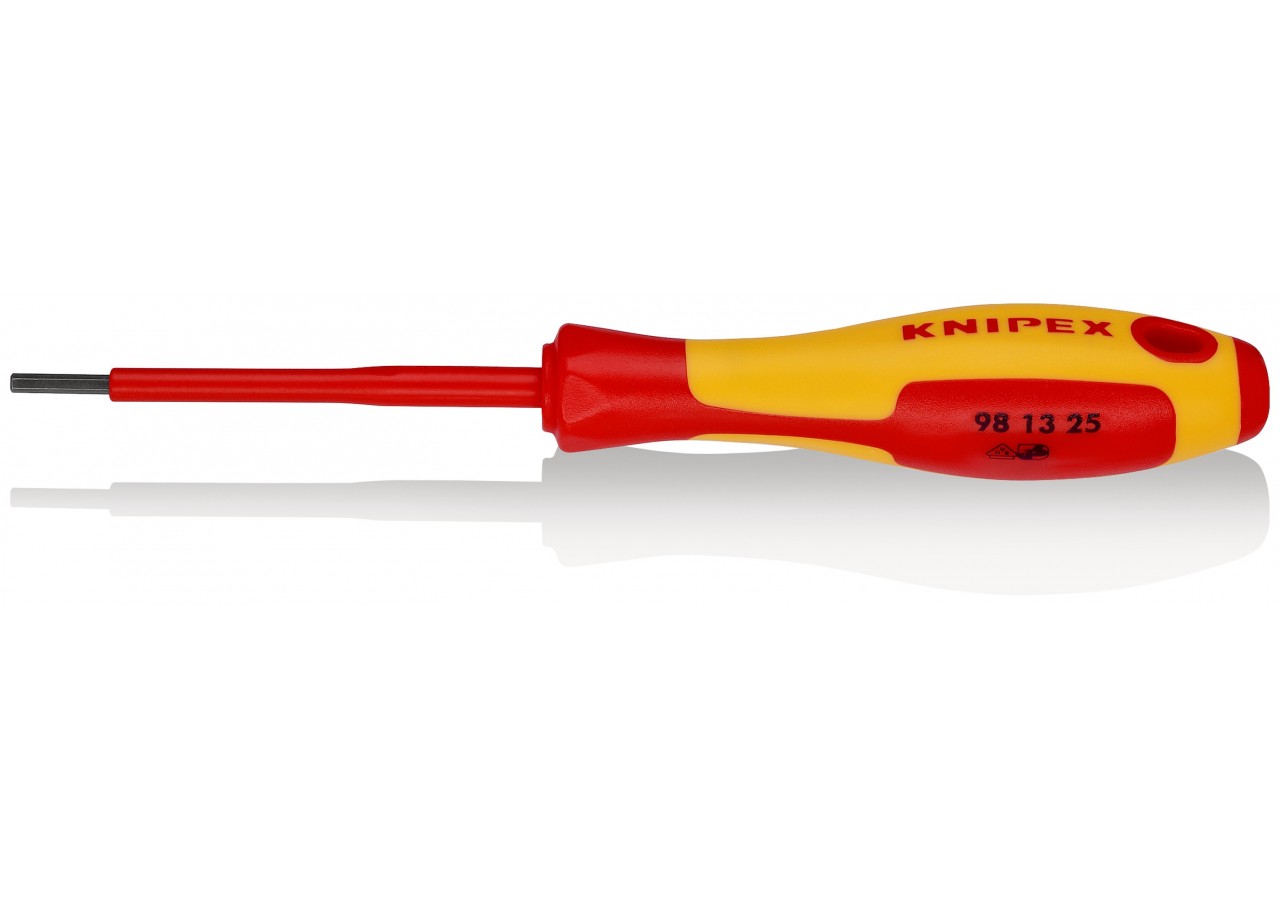 Tournevis 6 pans mâle 2,5mm - Longueur lame 75mm - Isolé 1000V - Knipex - 981325