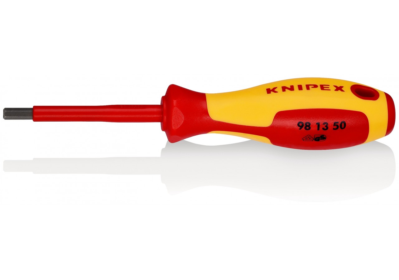 Tournevis 6 pans mâle 5mm - Longueur lame 75mm - Isolé 1000V - Knipex - 981350
