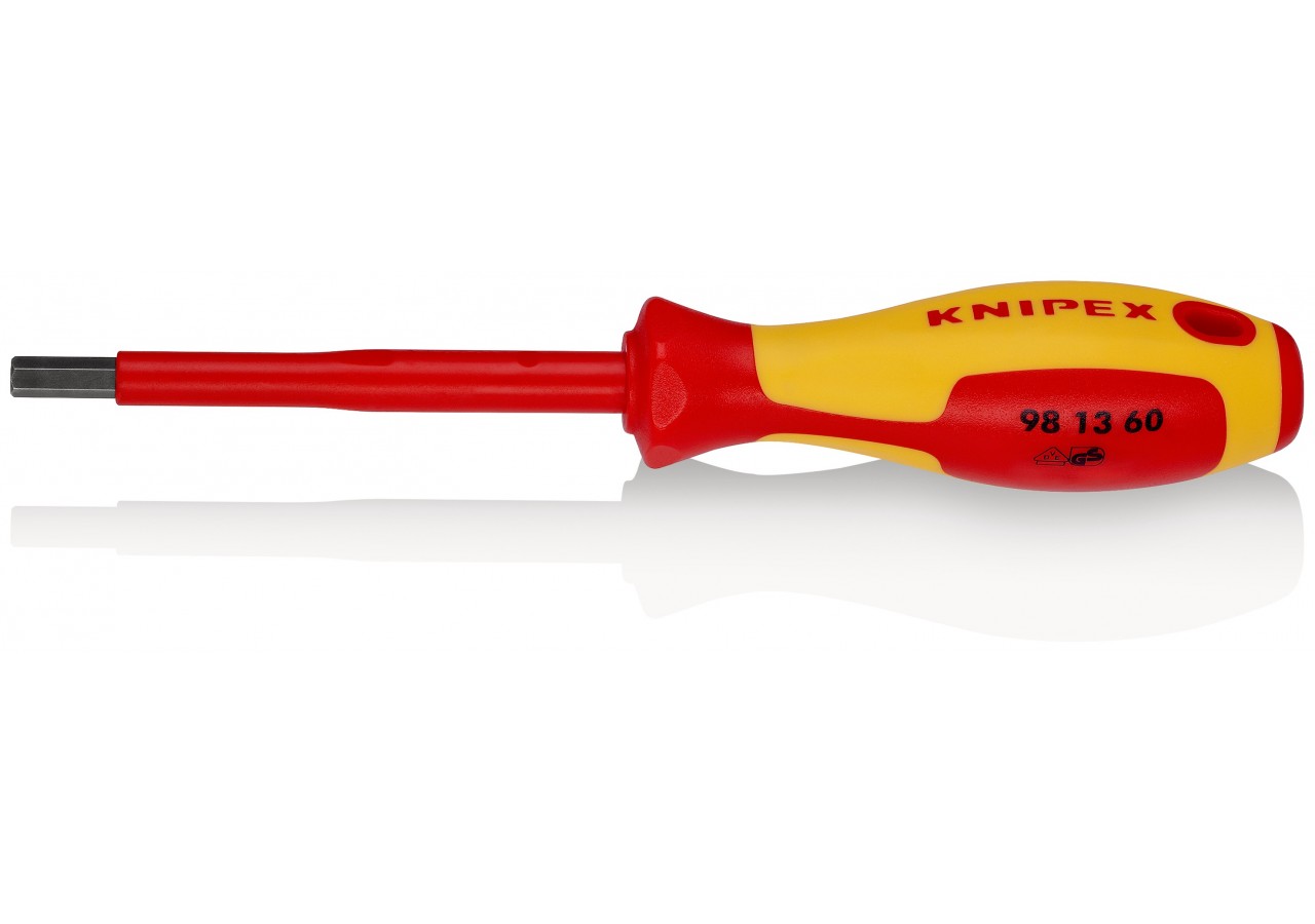 Tournevis 6 pans mâle 6mm - Longueur lame 100mm - Isolé 1000V - Knipex - 981360