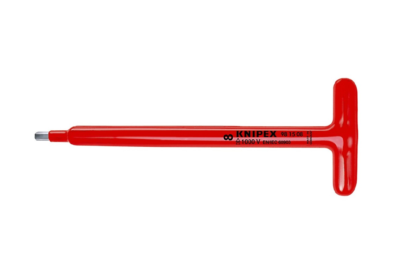 Clé 6 pans mâle avec poignée en T - 5mm - Longueur 250mm - Isolée 1000V - Knipex - 981505