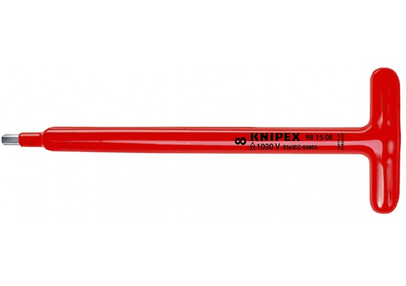 Clé 6 pans mâle avec poignée en T - 5mm - Longueur 250mm - Isolée 1000V - Knipex - 981505 Clé 6 pans mâle avec poignée en T - 5mm - Longueur 250mm - Isolée 1000V - Knipex - 981505