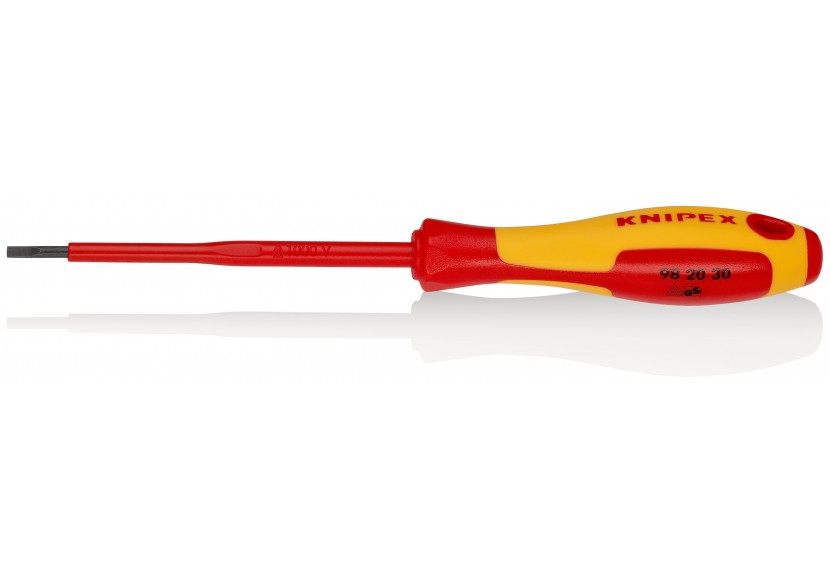 Tournevis plat - 3mm - Isolé 1000V - Longueur lame 100mm - Knipex - 982030 Tournevis plat - 3mm - Isolé 1000V - Longueur lame 100mm - Knipex - 982030