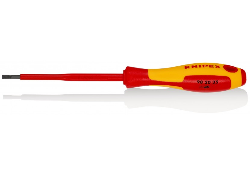 Tournevis plat - 3,5mm - Isolé 1000V - Longueur lame 100mm - Knipex - 982035 Tournevis plat - 3,5mm - Isolé 1000V - Longueur lame 100mm - Knipex - 982035