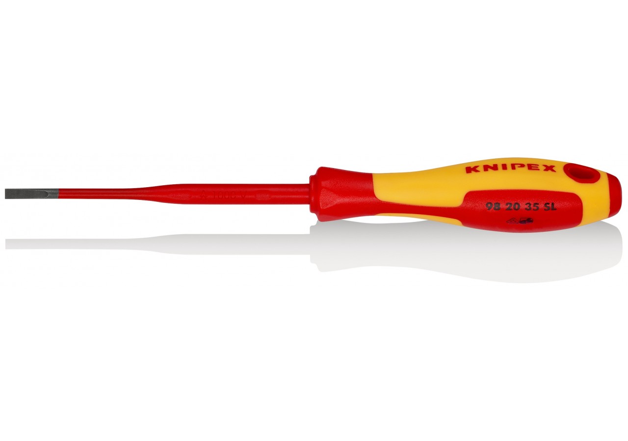 Tournevis Slim plat - 3,5mm - Isolé 1000V - Longueur lame 100mm - Knipex - 982035SL
