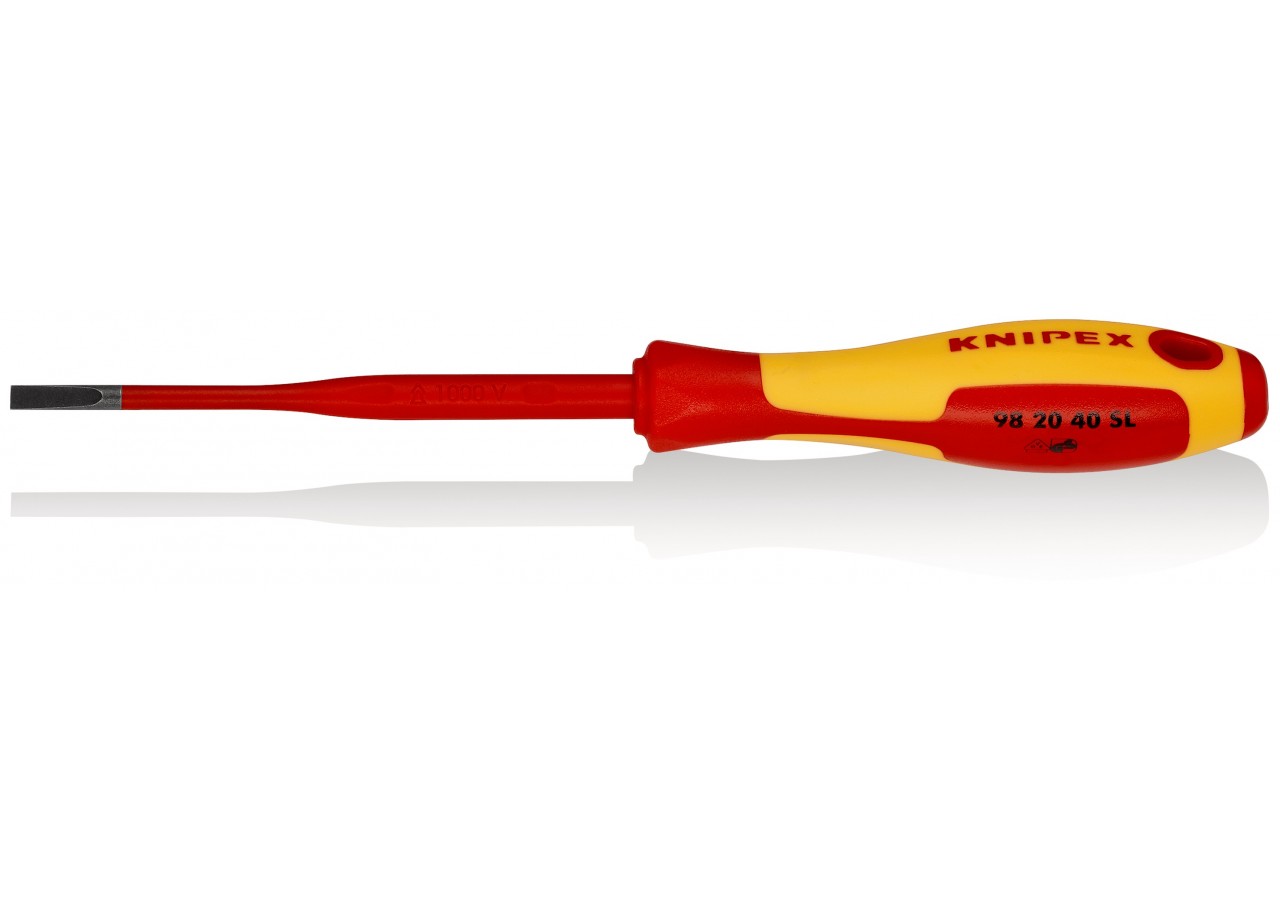 Tournevis Slim plat - 4mm - Isolé 1000V - Longueur lame 100mm - Knipex - 982040SL