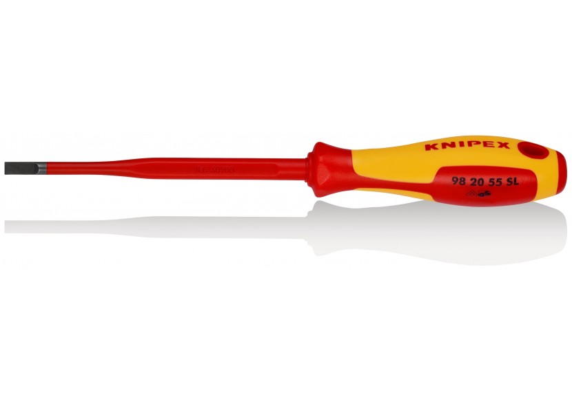 Tournevis Slim plat - 5,5mm - Isolé 1000V - Longueur lame 125mm - Knipex - 982055SL Tournevis Slim plat - 5,5mm - Isolé 1000V - Longueur lame 125mm - Knipex - 982055SL