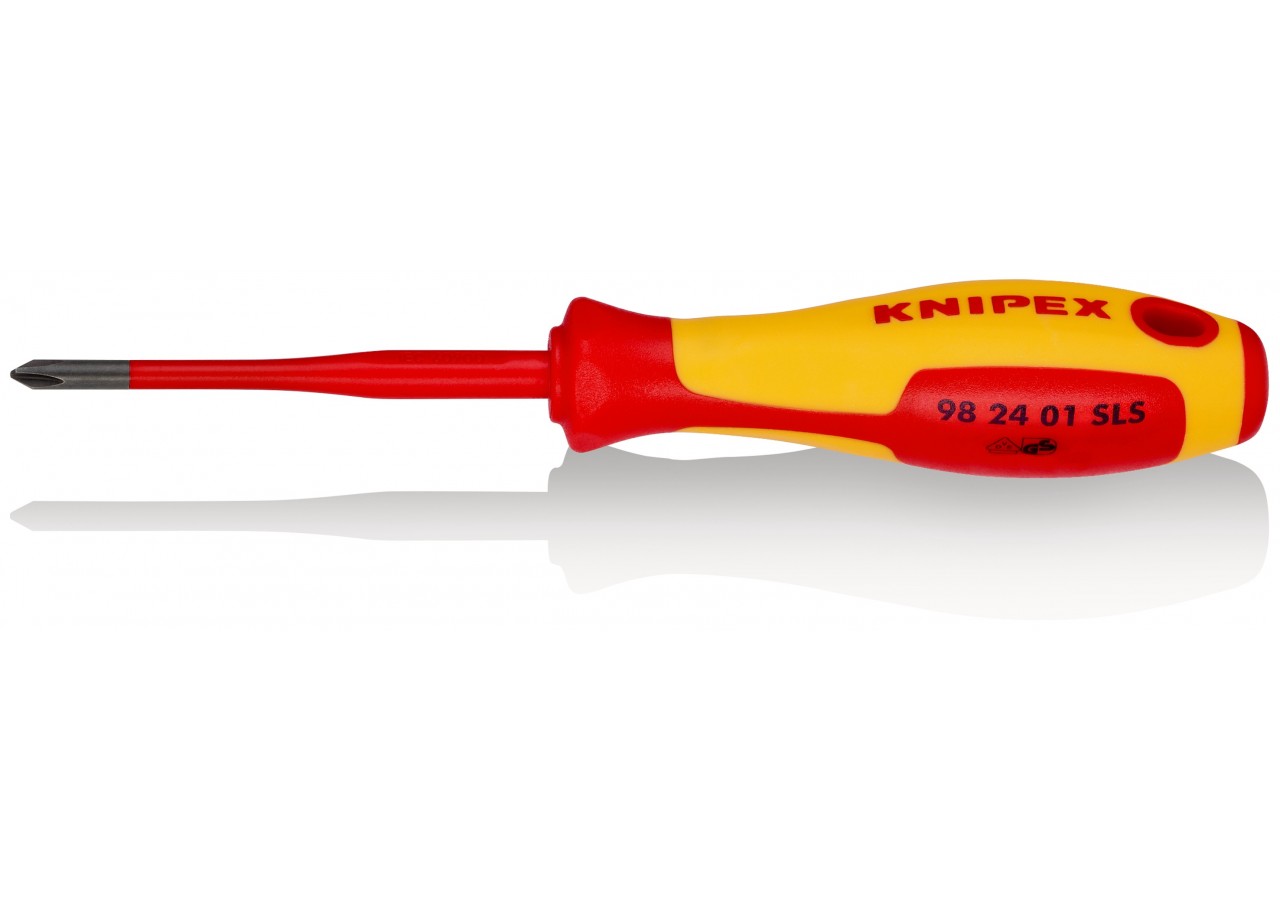 Tournevis Slim PlusMinus cruciforme - PH/S 1 - Isolé 1000V - Longueur lame 80mm - Knipex - 982401SLS