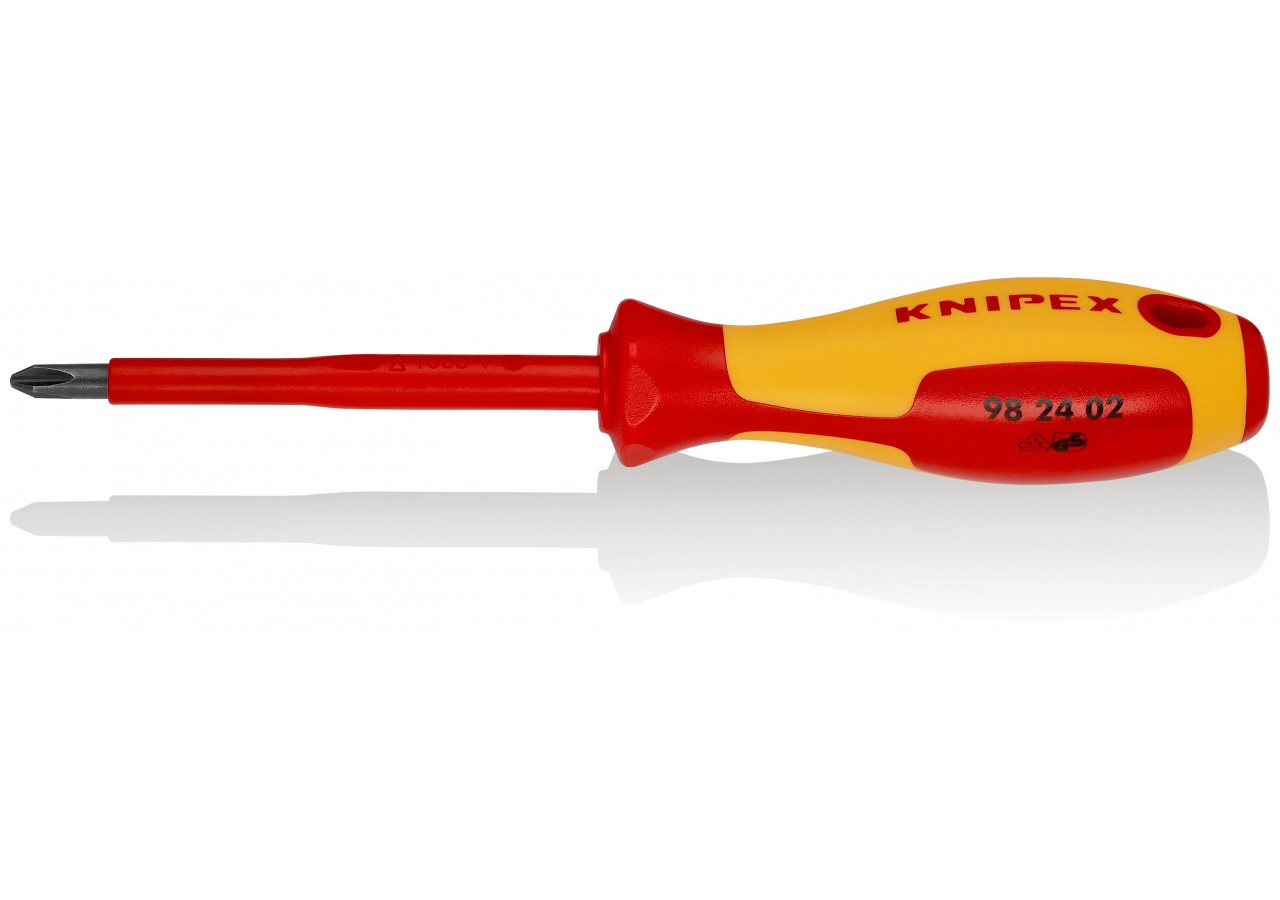 Tournevis cruciforme Phillips® - PH2 - Isolé 1000V - Longueur lame 100mm - Knipex - 982402