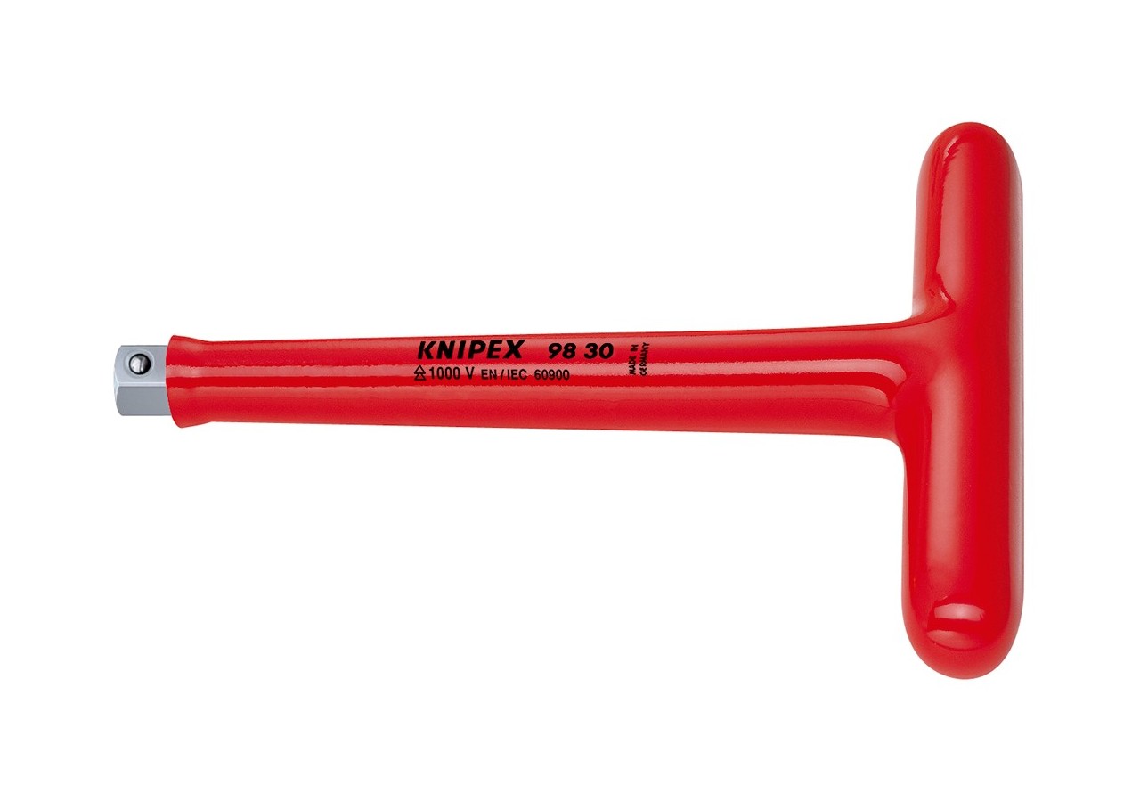 Poignée transversale en T - Carré mâle 3/8" - Gainage surmoulé isolé 1000V - Knipex - 9830