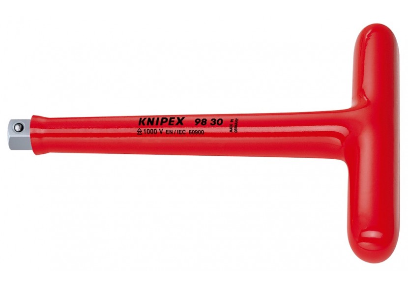 Poignée transversale en T - Carré mâle 3/8" - Gainage surmoulé isolé 1000V - Knipex - 9830