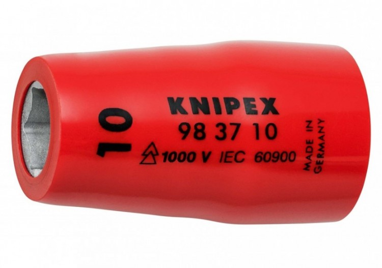 Douille - 10mm - Carré femelle 3/8" - 6 pans - Gainage surmoulé isolé 1000V - Knipex - 983710