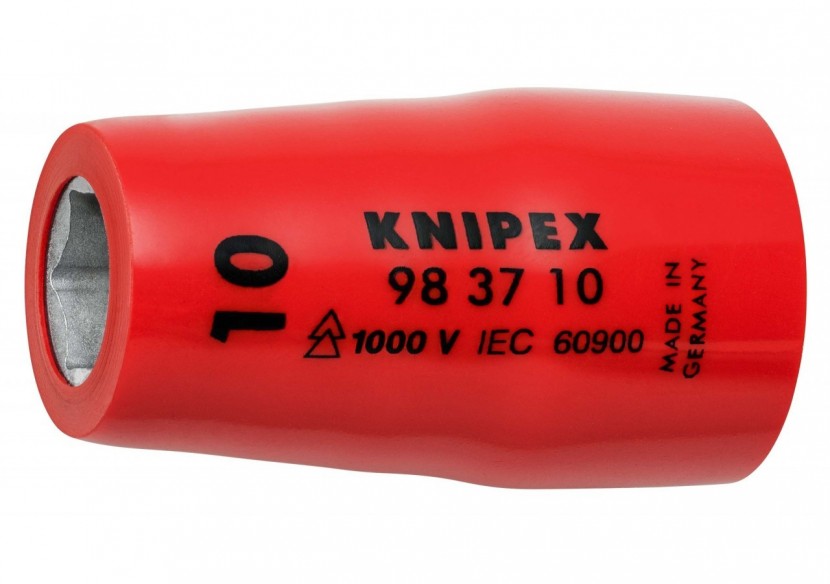 Douille - 10mm - Carré femelle 3/8" - 6 pans - Gainage surmoulé isolé 1000V - Knipex - 983710