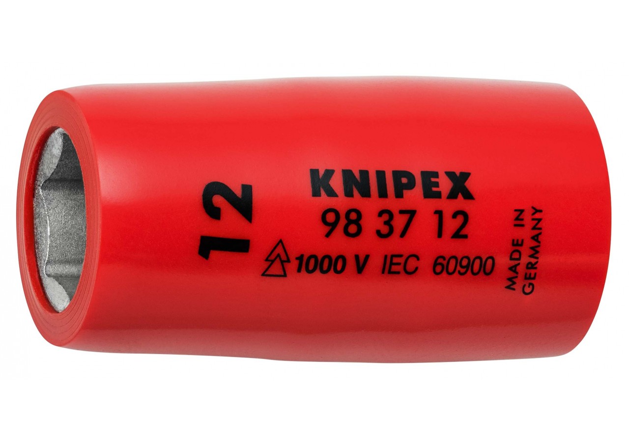 Douille - 12mm - Carré femelle 3/8" - 6 pans - Gainage surmoulé isolé 1000V - Knipex - 983712