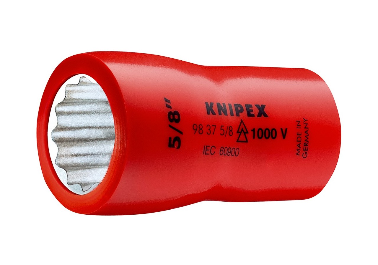 Douille - 5/16" - Carré femelle 3/8" - 12 pans - Gainage surmoulé isolé 1000V - Knipex - 98375/16"