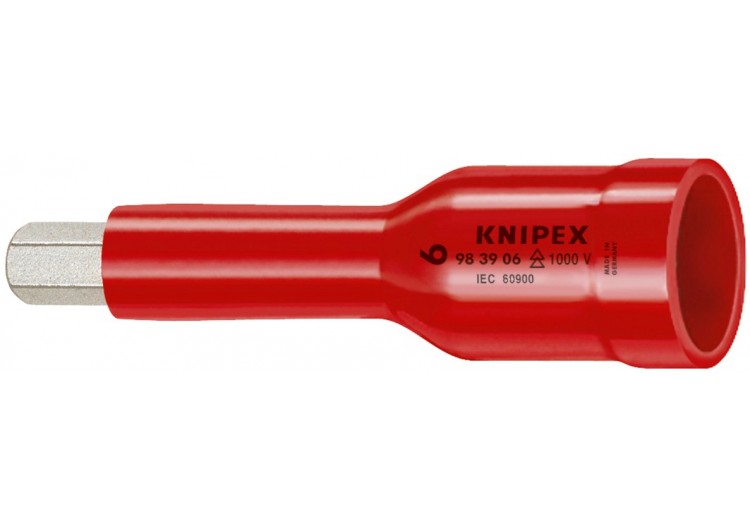 Douille - 8mm - Carré femelle 3/8" - 6 pans creux - Gainage surmoulé isolé 1000V - Knipex - 983908