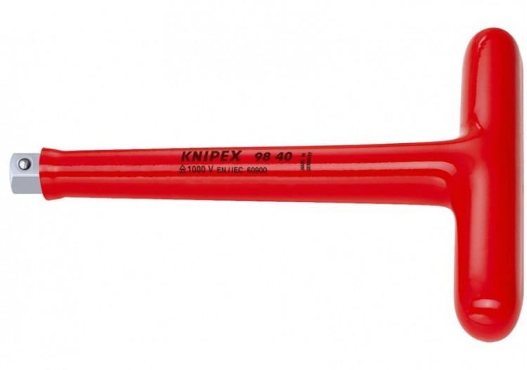 Poignée transversale en T - Carré mâle 1/2" - Longueur 200mm - Isolée 1000V - Knipex - 9840