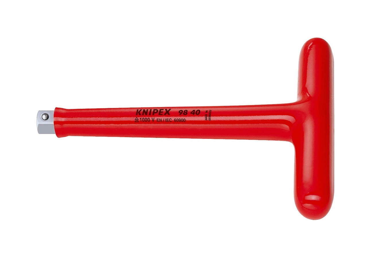 Poignée transversale en T - Carré mâle 1/2" - Longueur 200mm - Isolée 1000V - Knipex - 9840