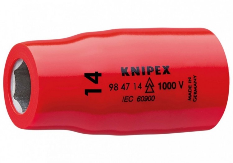 Douille - 14mm - Carré femelle 1/2" - 6 pans - Gainage surmoulé isolé 1000V - Knipex - 984714