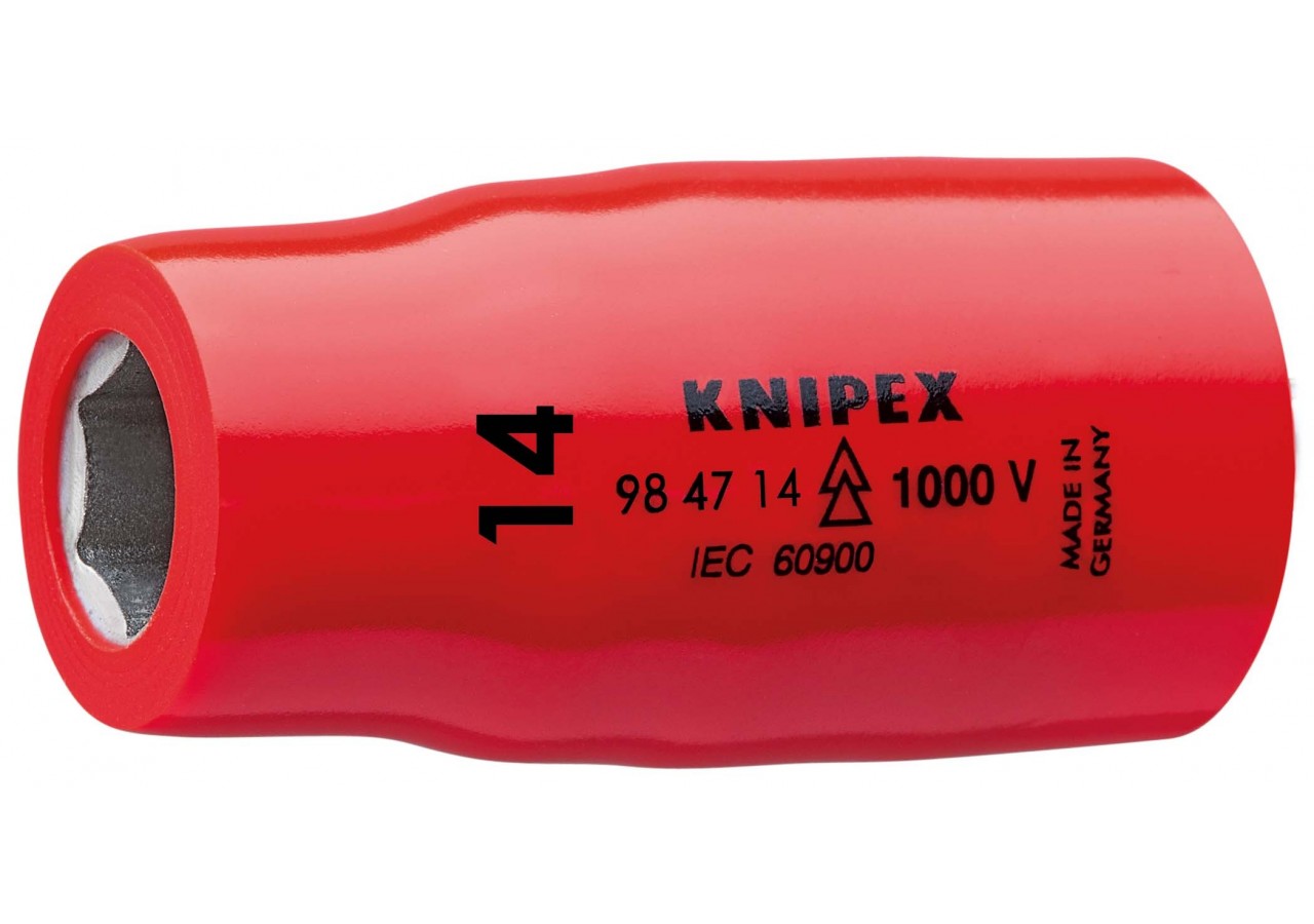 Douille - 14mm - Carré femelle 1/2" - 6 pans - Gainage surmoulé isolé 1000V - Knipex - 984714