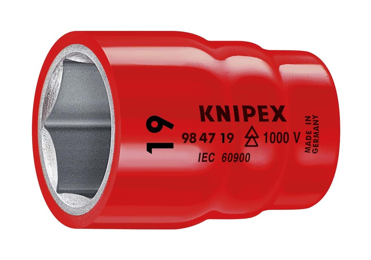 Douille - 19mm - Carré femelle 1/2" - 6 pans - Gainage surmoulé isolé 1000V - Knipex - 984719