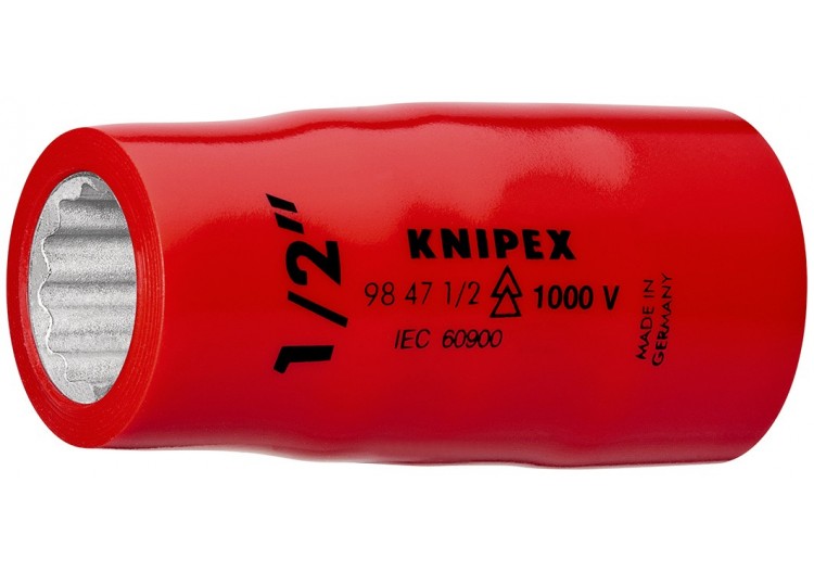 Douille - 5/8" - Carré femelle 1/2" - 12 pans - Gainage surmoulé isolé 1000V - Knipex - 98475/8"