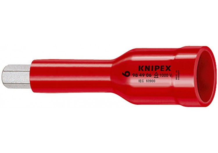 Douille - 6mm - Carré femelle 1/2" - 6 pans creux - Gainage surmoulé isolé 1000V - Knipex - 984906