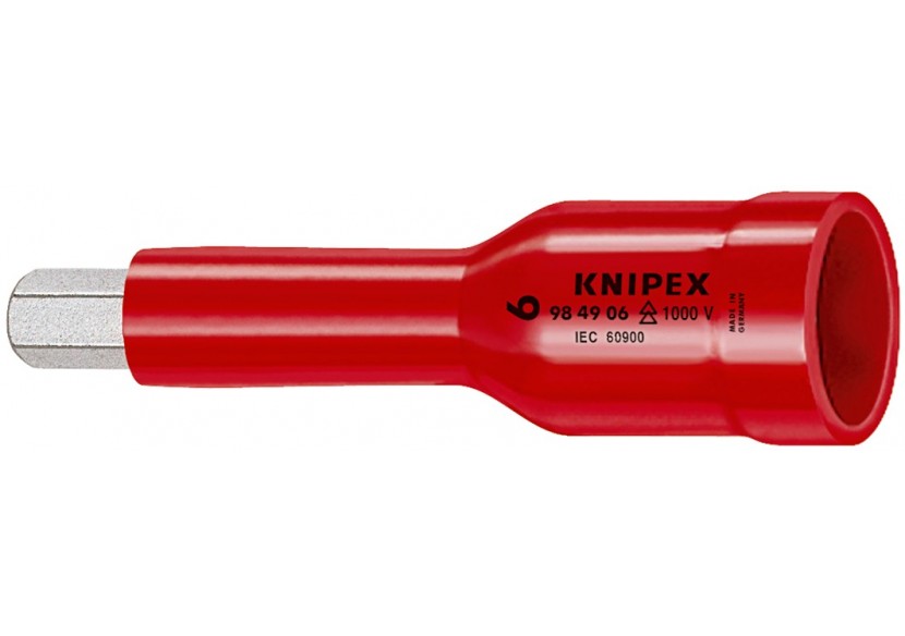 Douille - 6mm - Carré femelle 1/2" - 6 pans creux - Gainage surmoulé isolé 1000V - Knipex - 984906