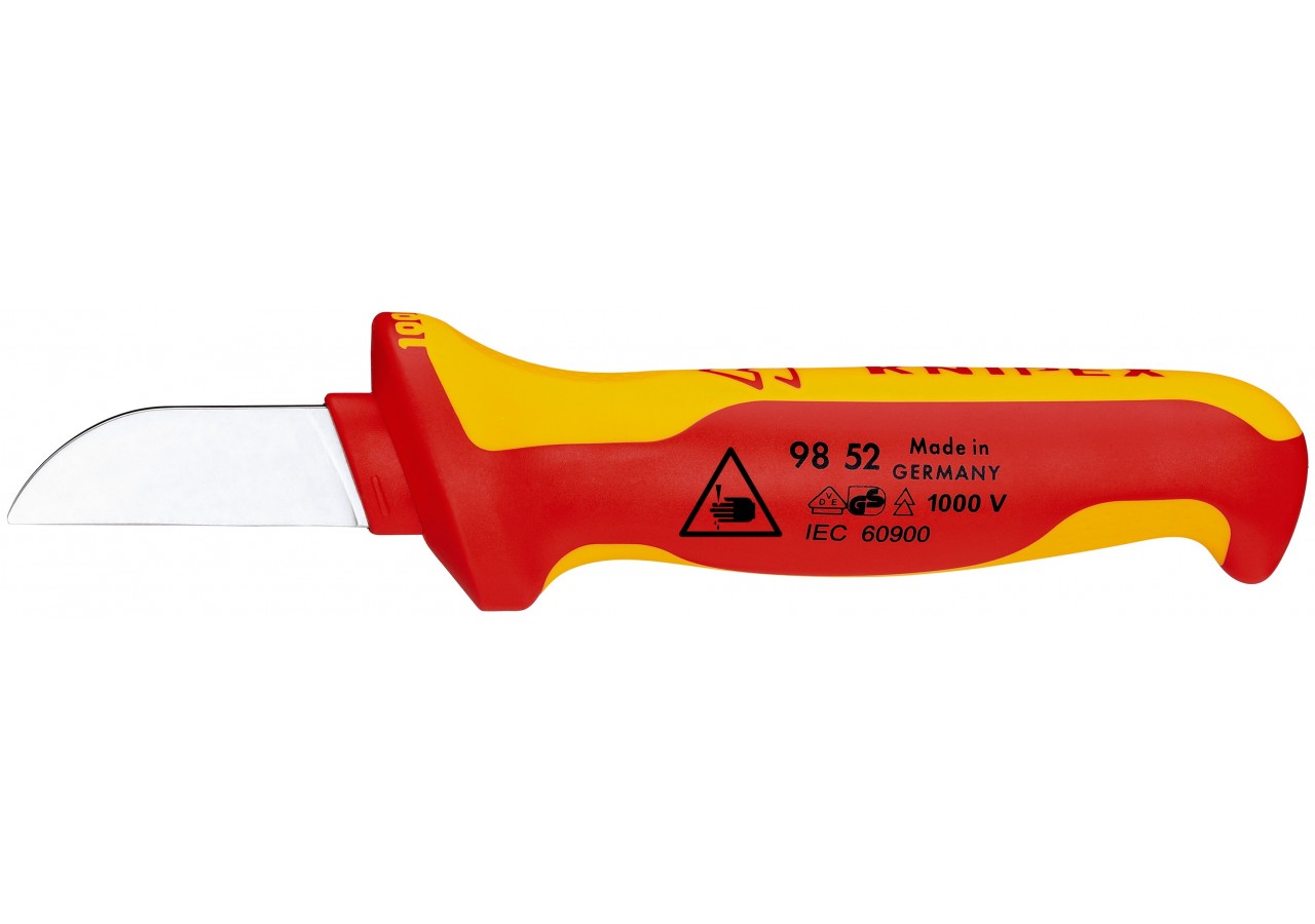 Couteau d'électricien 190mm - Lame droite et capuchon - Isolé 1000V - Knipex - 9852