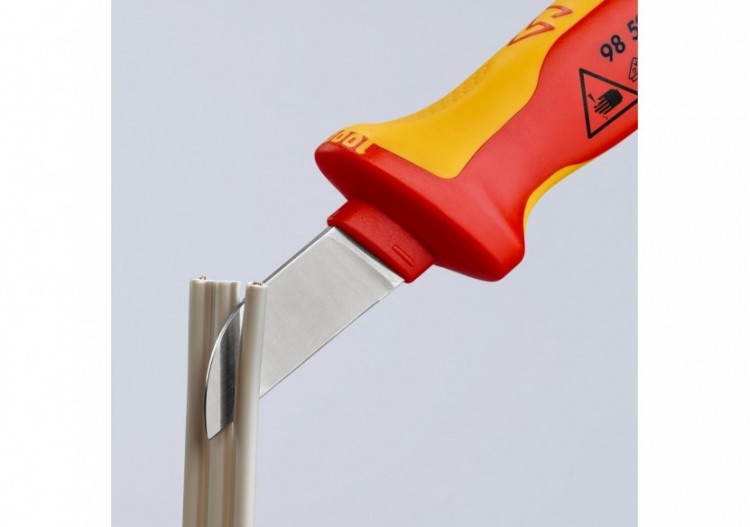 Couteau d'électricien 190mm - Lame droite et capuchon - Isolé 1000V - Knipex - 9852 2