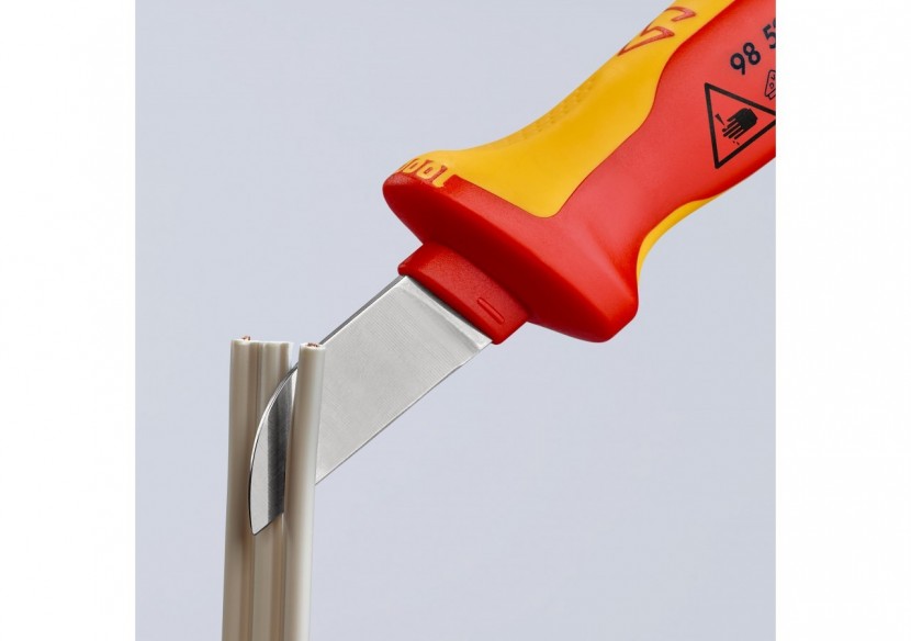 Couteau d'électricien 190mm - Lame droite et capuchon - Isolé 1000V - Knipex - 9852