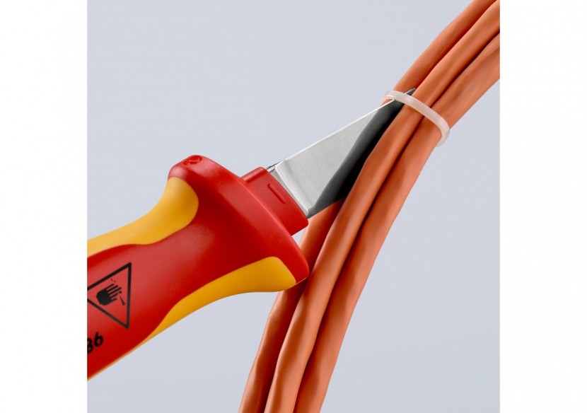 Couteau d'électricien 190mm - Lame droite et capuchon - Isolé 1000V - Knipex - 9852