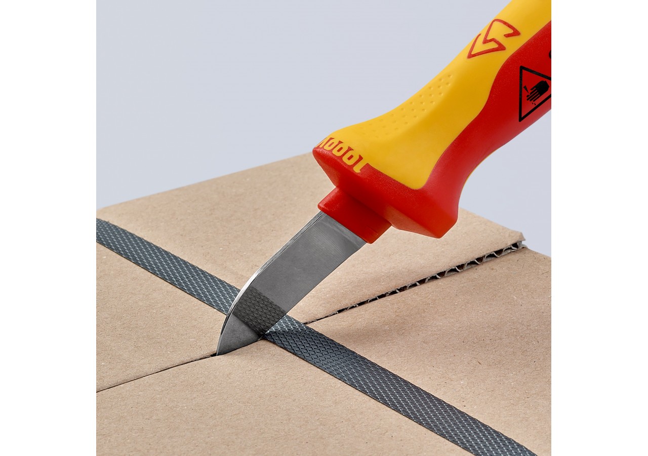 Couteau d'électricien 190mm - Lame droite et capuchon - Isolé 1000V - Knipex - 9852