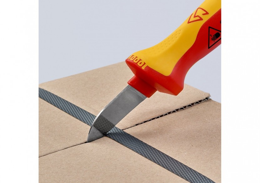 Couteau d'électricien 190mm - Lame droite et capuchon - Isolé 1000V - Knipex - 9852