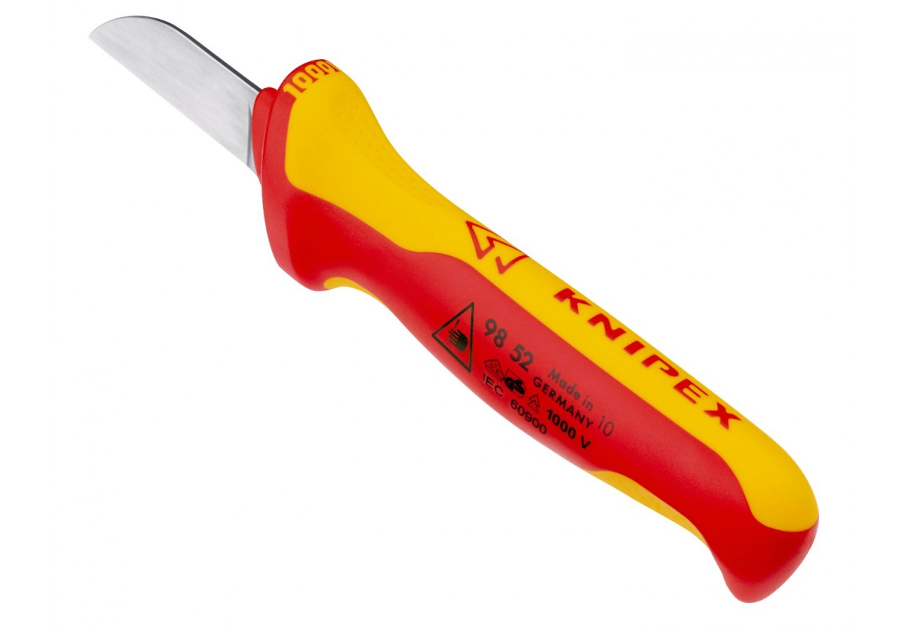 Couteau d'électricien 190mm - Lame droite et capuchon - Isolé 1000V - Knipex - 9852